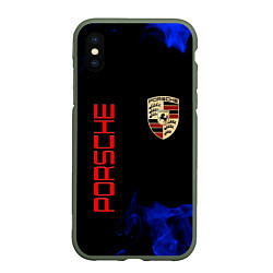 Чехол iPhone XS Max матовый Porsche, цвет: 3D-темно-зеленый