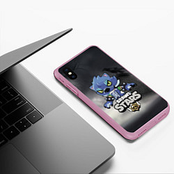 Чехол iPhone XS Max матовый Brawl Stars LEON, цвет: 3D-розовый — фото 2