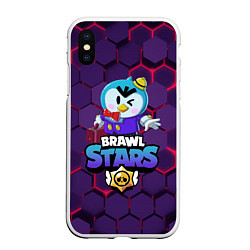 Чехол iPhone XS Max матовый Brawl Stars Mr P, цвет: 3D-белый