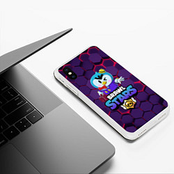 Чехол iPhone XS Max матовый Brawl Stars Mr P, цвет: 3D-белый — фото 2