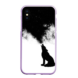 Чехол iPhone XS Max матовый Galaxy wolf, цвет: 3D-сиреневый