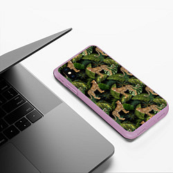 Чехол iPhone XS Max матовый Versace Леопарды, цвет: 3D-сиреневый — фото 2
