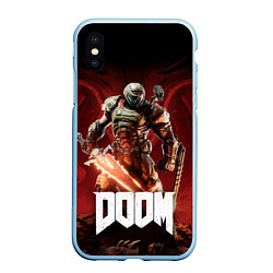 Чехол iPhone XS Max матовый Doom, цвет: 3D-голубой