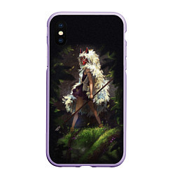 Чехол iPhone XS Max матовый Принцесса Мононоке, цвет: 3D-светло-сиреневый