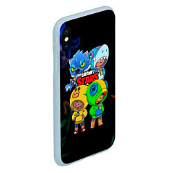 Чехол iPhone XS Max матовый Brawl Stars Leon Quattro, цвет: 3D-голубой — фото 2