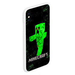 Чехол iPhone XS Max матовый MINECRAFT CREEPER, цвет: 3D-белый — фото 2