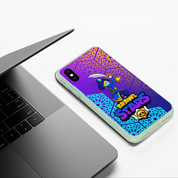 Чехол iPhone XS Max матовый MORTIS BRAWL STARS, цвет: 3D-салатовый — фото 2