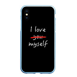 Чехол iPhone XS Max матовый I Love myself, цвет: 3D-голубой