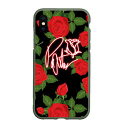 Чехол iPhone XS Max матовый Payton Moormeier Розы, цвет: 3D-темно-зеленый