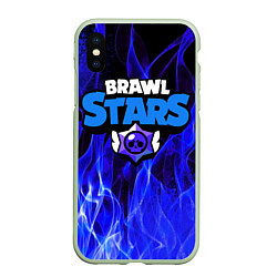 Чехол iPhone XS Max матовый BRAWL STARS, цвет: 3D-салатовый
