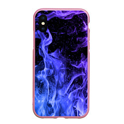 Чехол iPhone XS Max матовый ОГОНЬ, цвет: 3D-розовый