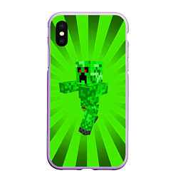 Чехол iPhone XS Max матовый Minecraft, цвет: 3D-сиреневый