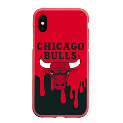 Чехол iPhone XS Max матовый Chicago Bulls, цвет: 3D-красный