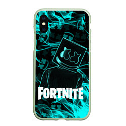 Чехол iPhone XS Max матовый Fortnite Marshmello, цвет: 3D-салатовый