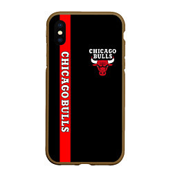 Чехол iPhone XS Max матовый CHICAGO BULLS, цвет: 3D-коричневый