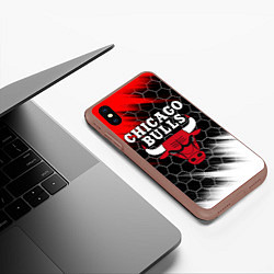 Чехол iPhone XS Max матовый CHICAGO BULLS, цвет: 3D-коричневый — фото 2