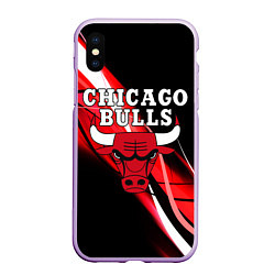 Чехол iPhone XS Max матовый CHICAGO BULLS, цвет: 3D-сиреневый