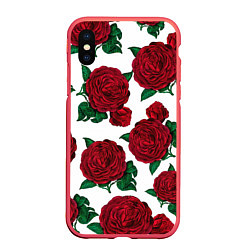 Чехол iPhone XS Max матовый Винтажные розы, цвет: 3D-красный