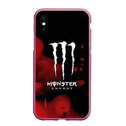 Чехол iPhone XS Max матовый MONSTER ENERGY, цвет: 3D-малиновый