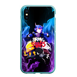 Чехол iPhone XS Max матовый Brawl Stars CROW, цвет: 3D-мятный