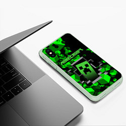 Чехол iPhone XS Max матовый Minecraft, цвет: 3D-салатовый — фото 2