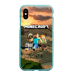 Чехол iPhone XS Max матовый Minecraft, цвет: 3D-мятный