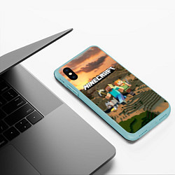 Чехол iPhone XS Max матовый Minecraft, цвет: 3D-мятный — фото 2