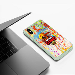 Чехол iPhone XS Max матовый BRAWL STARS:LEON, цвет: 3D-салатовый — фото 2