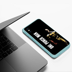 Чехол iPhone XS Max матовый One Punch Man, цвет: 3D-мятный — фото 2