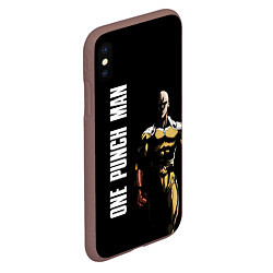 Чехол iPhone XS Max матовый One Punch Man, цвет: 3D-коричневый — фото 2