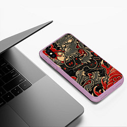 Чехол iPhone XS Max матовый Dsquared tatoo DRAGON, цвет: 3D-сиреневый — фото 2