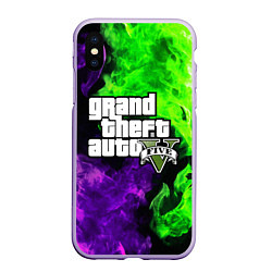 Чехол iPhone XS Max матовый GTA 5, цвет: 3D-светло-сиреневый