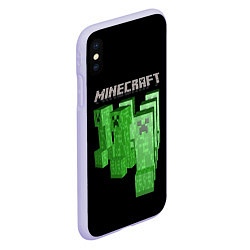 Чехол iPhone XS Max матовый MINECRAFT CREEPER, цвет: 3D-светло-сиреневый — фото 2