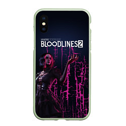 Чехол iPhone XS Max матовый Bloodlines 2, цвет: 3D-салатовый