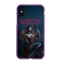 Чехол iPhone XS Max матовый Vampire: The Masquerade, цвет: 3D-фиолетовый