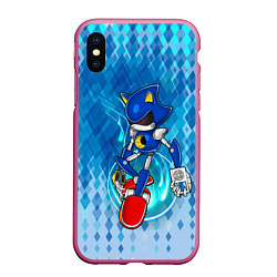 Чехол iPhone XS Max матовый Metal Sonic, цвет: 3D-малиновый