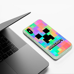Чехол iPhone XS Max матовый Minecraft, цвет: 3D-салатовый — фото 2