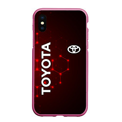 Чехол iPhone XS Max матовый TOYOTA, цвет: 3D-малиновый