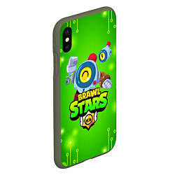 Чехол iPhone XS Max матовый BRAWL STARS NANI, цвет: 3D-темно-зеленый — фото 2