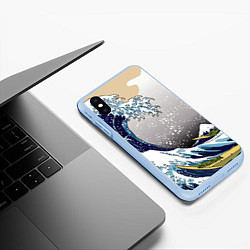 Чехол iPhone XS Max матовый The great wave off kanagawa, цвет: 3D-голубой — фото 2