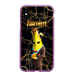 Чехол iPhone XS Max матовый Peely Fortnite, цвет: 3D-фиолетовый