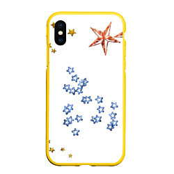 Чехол iPhone XS Max матовый Звёзды, цвет: 3D-желтый