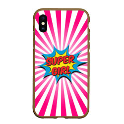 Чехол iPhone XS Max матовый Super Girl, цвет: 3D-коричневый