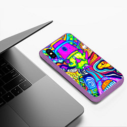 Чехол iPhone XS Max матовый КИСЛОТНЫЕ РИСУНОК, цвет: 3D-фиолетовый — фото 2