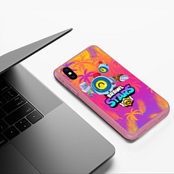 Чехол iPhone XS Max матовый BRAWL STARS NANI ПАЛЬМЫ, цвет: 3D-малиновый — фото 2