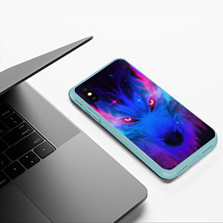 Чехол iPhone XS Max матовый КОСМИЧЕСКИЙ ВОЛК D, цвет: 3D-мятный — фото 2