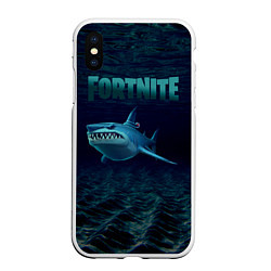 Чехол iPhone XS Max матовый Loot Shark Fortnite, цвет: 3D-белый
