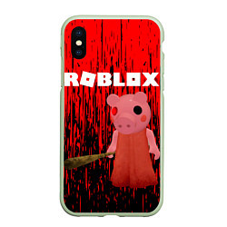 Чехол iPhone XS Max матовый Roblox Piggy, цвет: 3D-салатовый