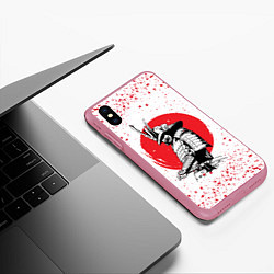 Чехол iPhone XS Max матовый Самурай в каплях крови Z, цвет: 3D-малиновый — фото 2