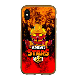 Чехол iPhone XS Max матовый BRAWL STARS EVIL GENE, цвет: 3D-коричневый